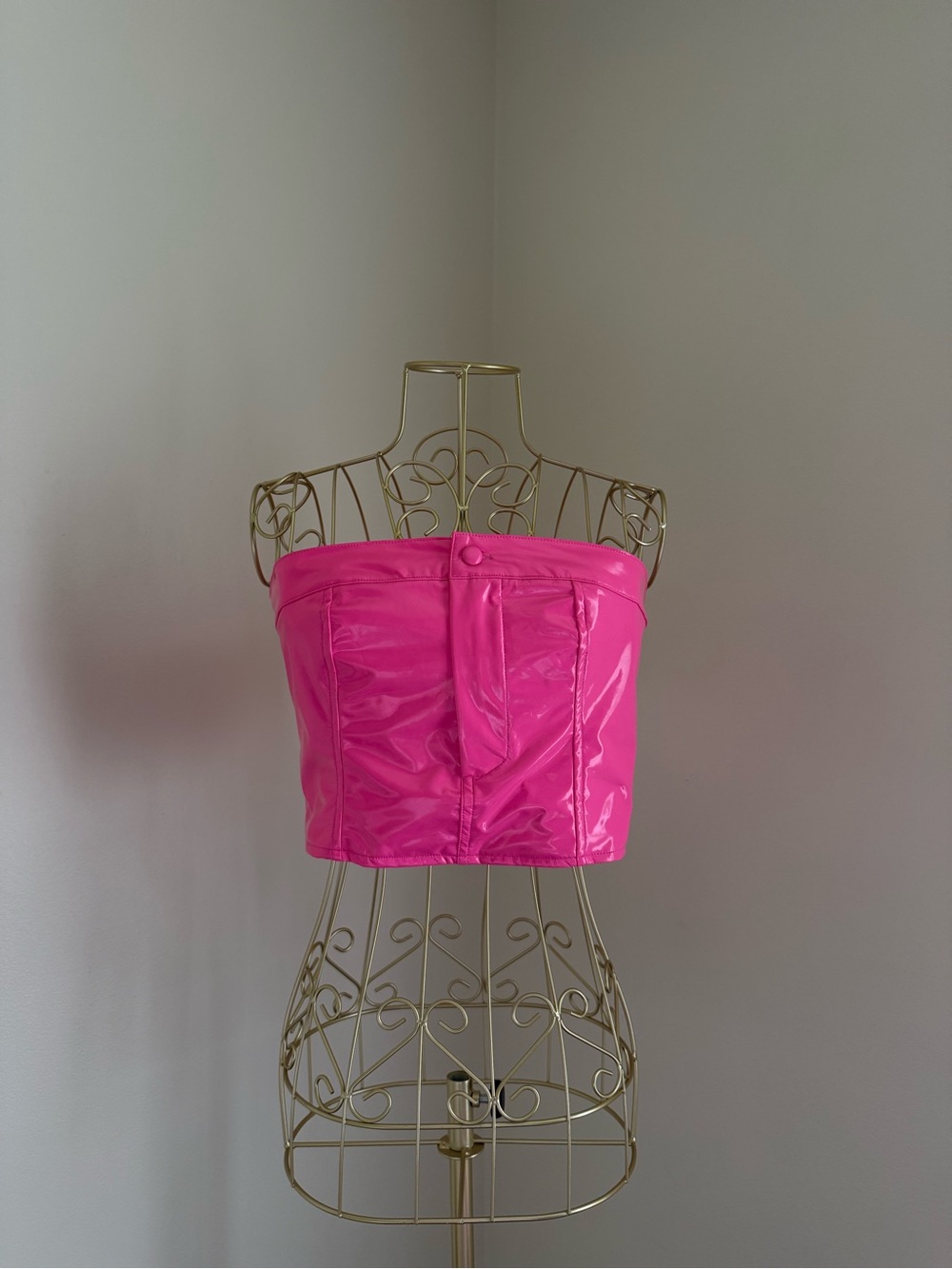 Bright Pink leather tube Top